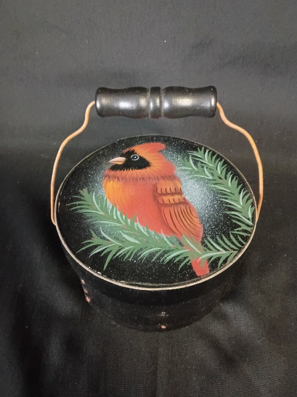 Vintage Style Cardinal Bird Nest Box w Eggs Decorative Wooden Trinket Box Rustic